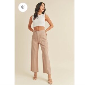 JUST BLACK Wide Leg Raw Hem Denim